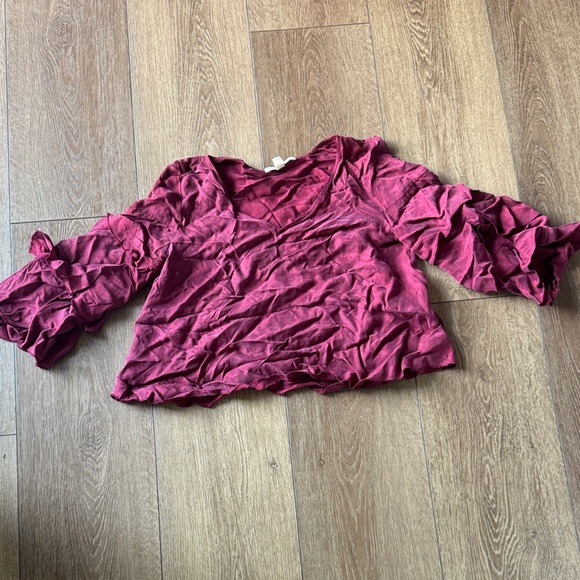 Paper Crown Deep Red Ruffle Blouse - Picture 4 of 8